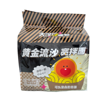 大汉口 黄金流沙宽拌面(非油炸方便面)(96克X4包) <br>Da Han Kou Han Kow Style Noodle salted egg flavor(Non-Fried Instant Noodles)(96gX4packs)